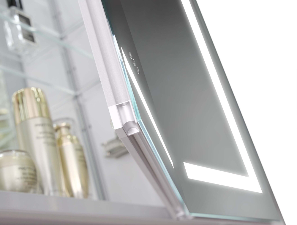 Шкаф зеркало для ванной с подсветкой Aquatek AQ7124-MLC, прямоугольное, сенсорное управление, 1200*700*133