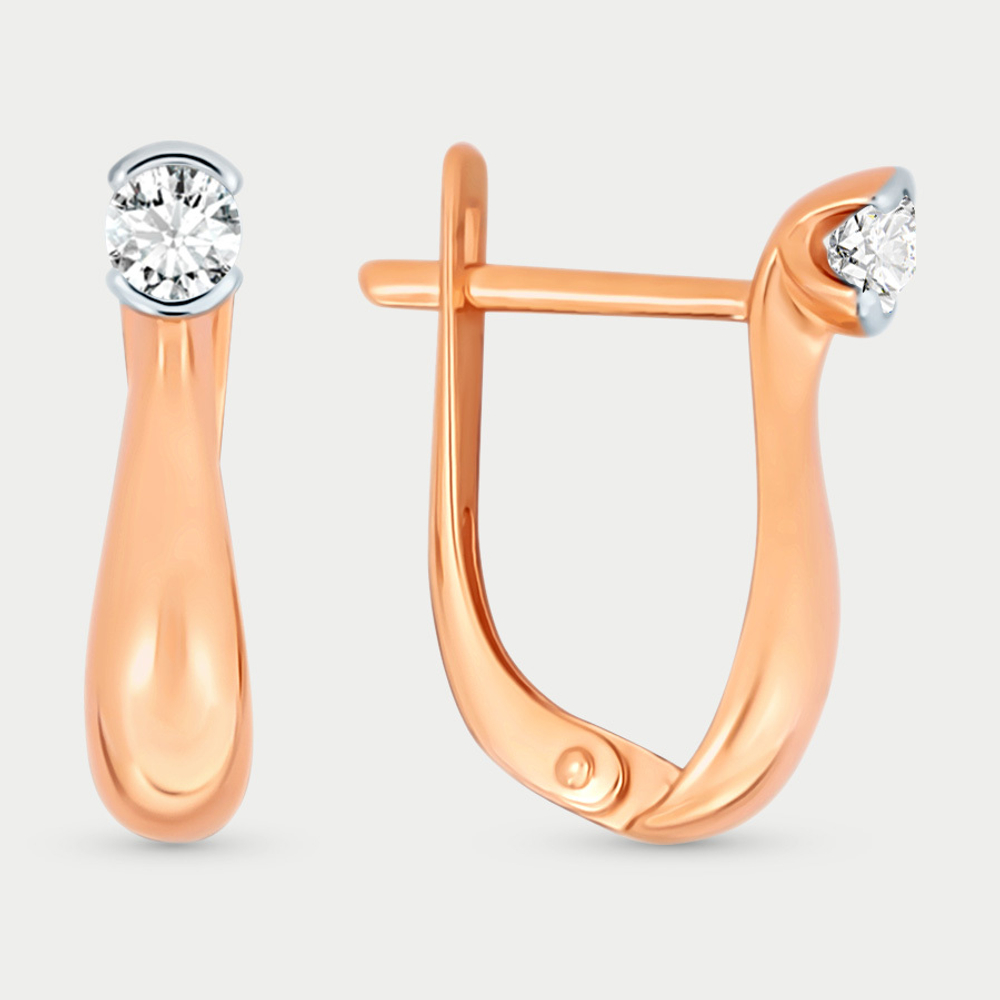 Серьги женские с фианитами из красного золота 585 пробы (арт. 017622-1102)