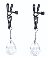Зажимы на соски с подвесами в виде хрустальных капелек (Цвет: прозрачный)