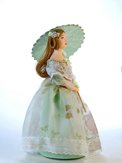 Кукла коллекционная Барышня в летнем платье с зонтиком 19 века