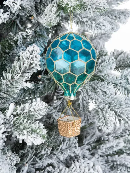 Винтажная стеклянная подвеска Воздушный шар h-16,5 см., 1 шт., зеленый, Karlsbach (12840)