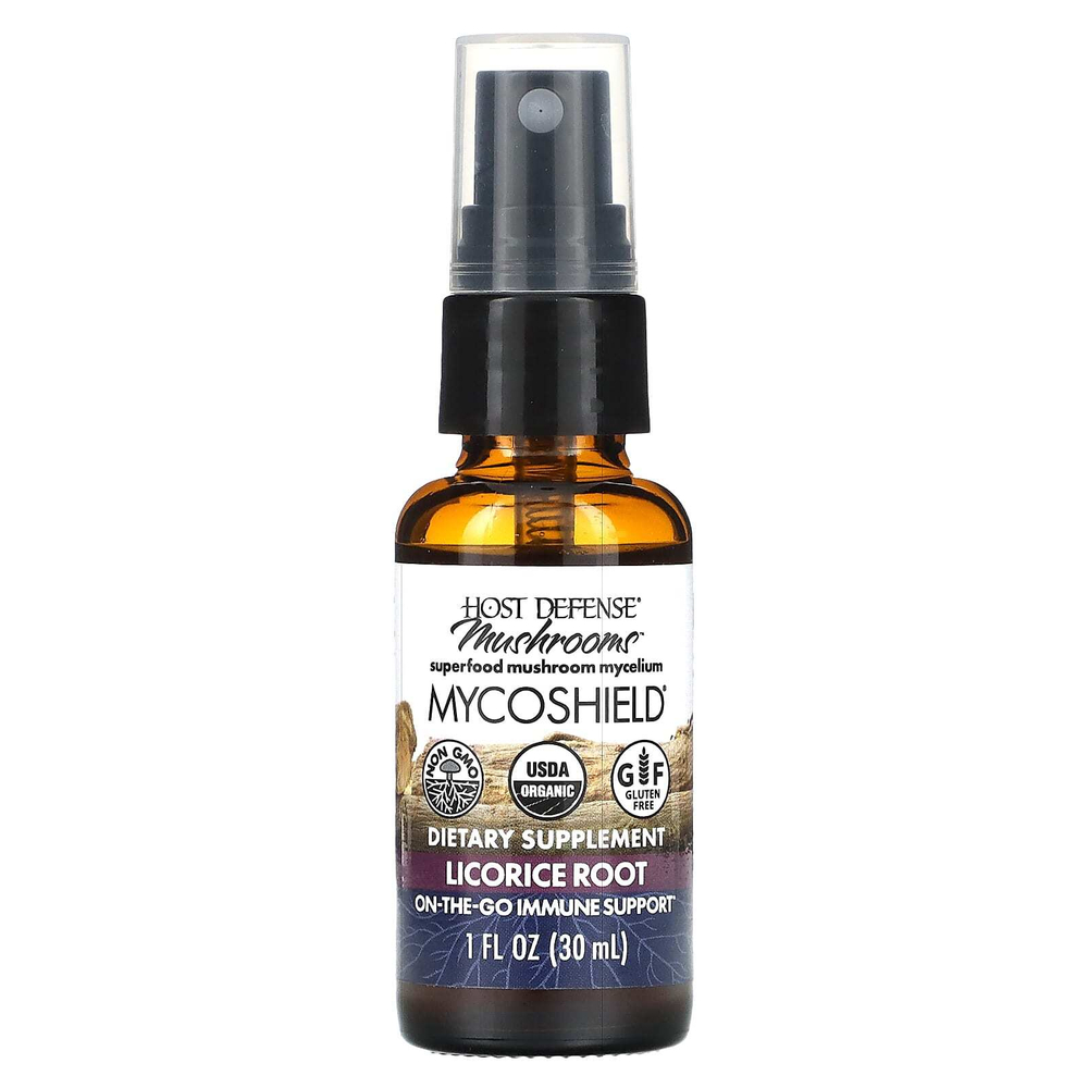 Host Defense, Host Defense Mushroom, MycoShield, спрей, корень солодки, 30 мл (1 жидк. унц.)