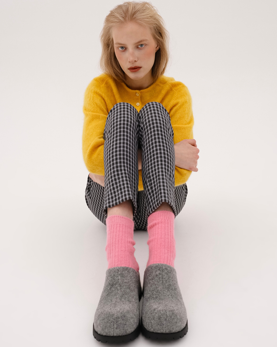 Носки в рубчик из шерсти ангоры Яблочная сода