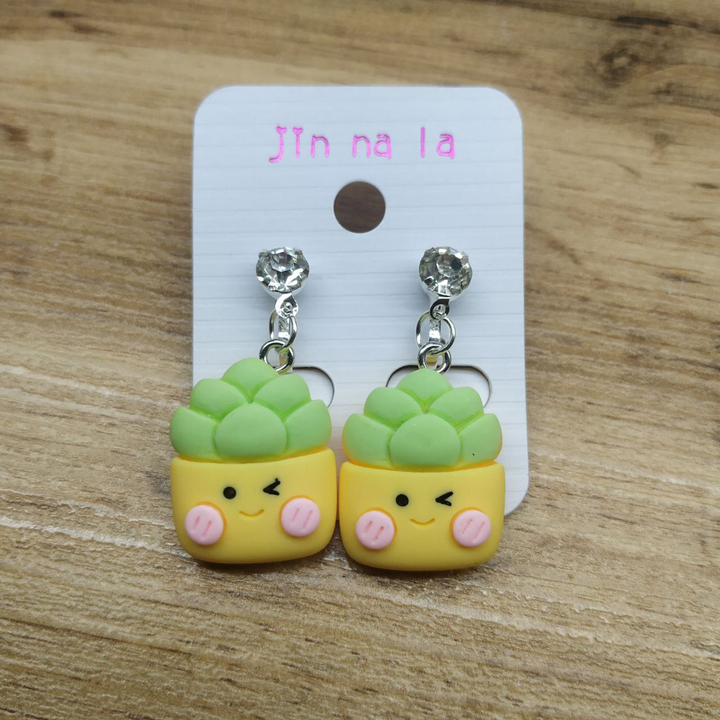 Клипсы Plants Суккулент застенчивый в горшочке кристалл металл серебристый