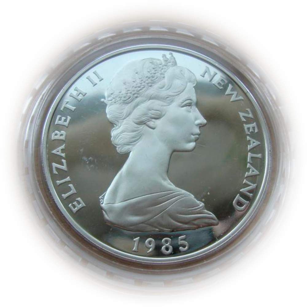 Новая Зеландия 1 доллар 1985 Птица Черный ходулочник СЕРЕБРО