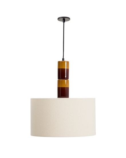 Подвесной светильник Mavran из коричневой керамики с хлопковым абажуром