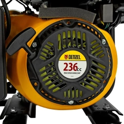 Генератор инверторный DENZEL GK-5500iF, 5.5 кВт и 236 см3 объем двигателя, 7 л объем топливного бака, ручной старт, 2 розетки и выход USB 5В, клеммы постоянного и переменного тока, 94709