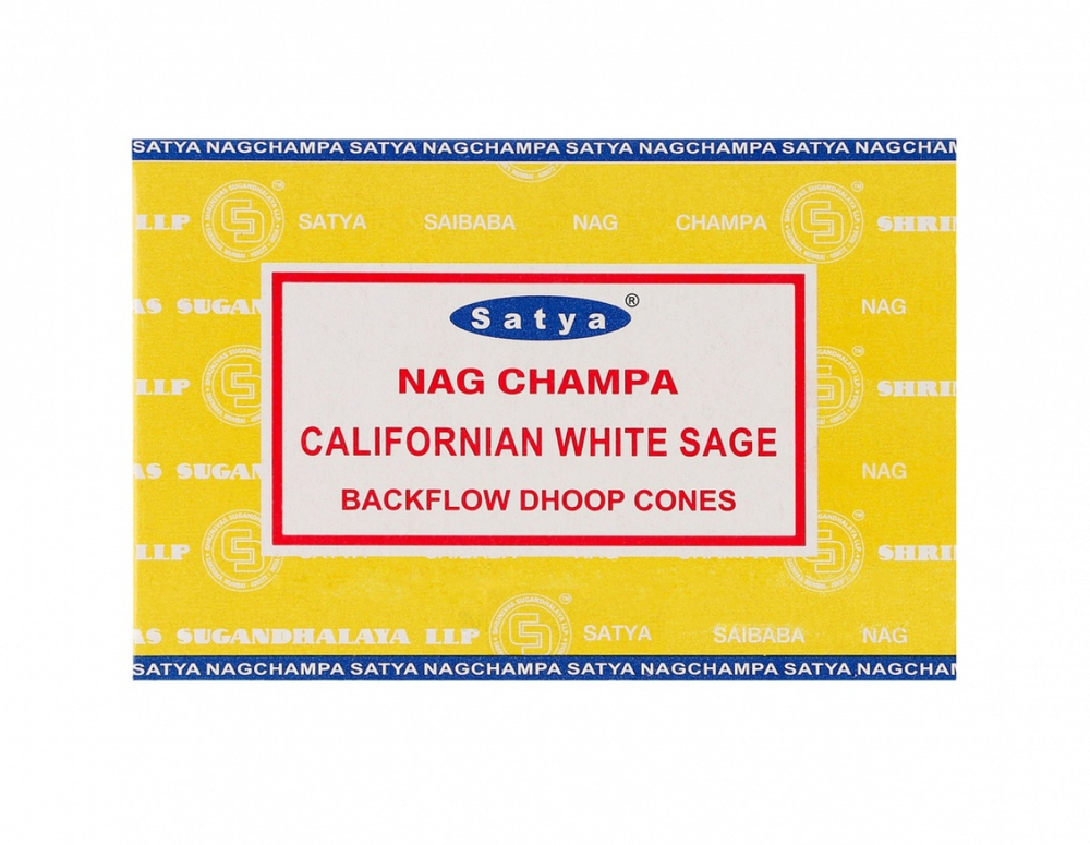 SATYA Californian White Sage Dhoop Cone Благовония конусы Калифорнийский Белый Шалфей 12шт