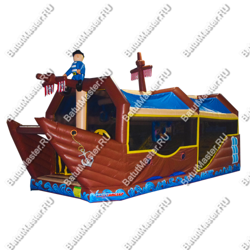 Большой батут-горка "Пиратский корабль 2" с пушками