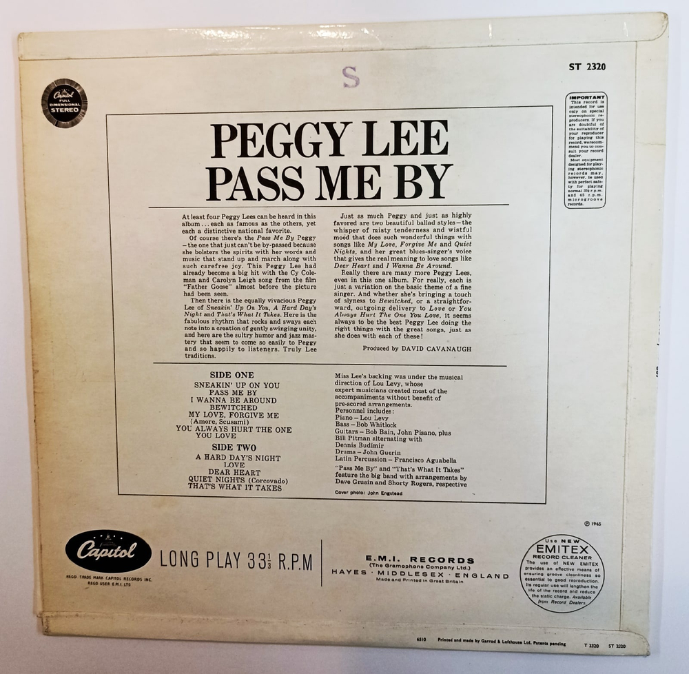 Peggy Lee Pass Me By (UK 1965)