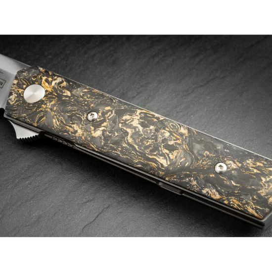 Складной нож Boker 01BO196 Kwaiken Compact Flipper Marble Carbon Copper c клинком из стали Böhler M390 Microclean®, рукоять титан / карбон
