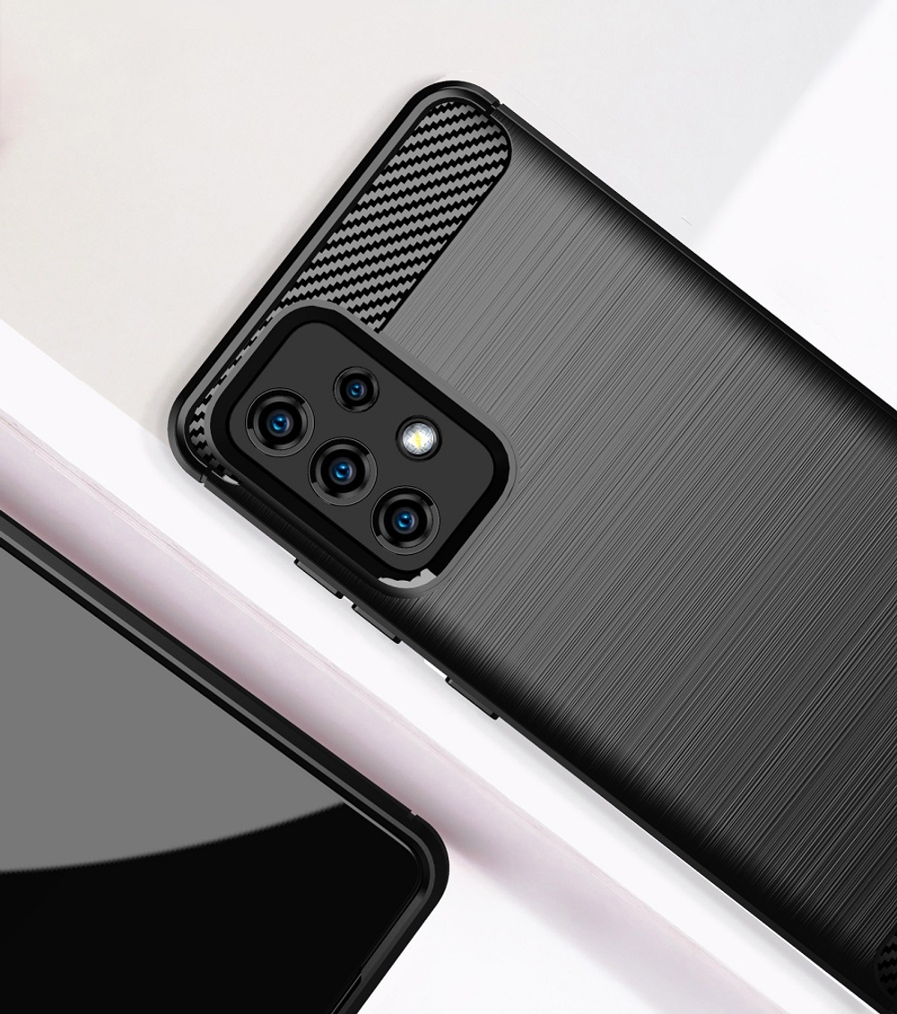 Мягкий чехол в стиле карбон на телефона Samsung Galaxy A52 (2021 год), серия Carbon от Caseport