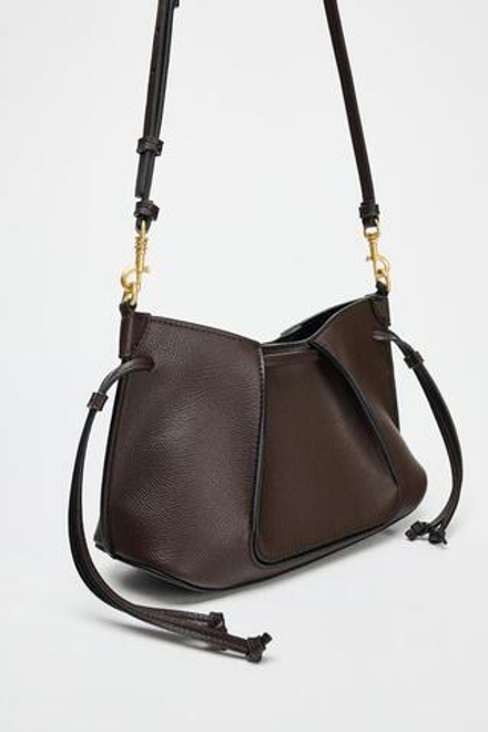 ZARA МИНИ-СУМКА СО СКЛАДКАМИ, КОРИЧНЕВЫЙ