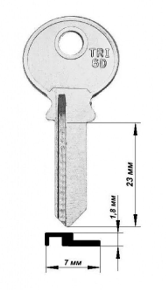Заготовка английского ключа TRI-6D TL7 TRC31 TR4R TC2D 14627 КНР