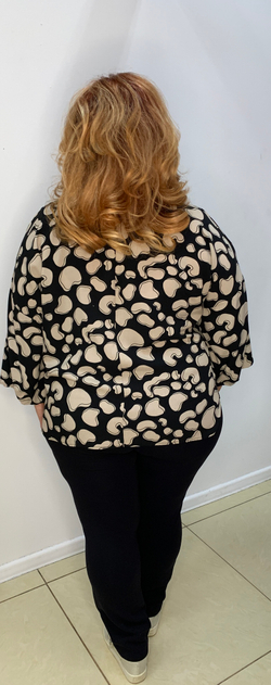 Блузон-поло в черно-бежевых тонах