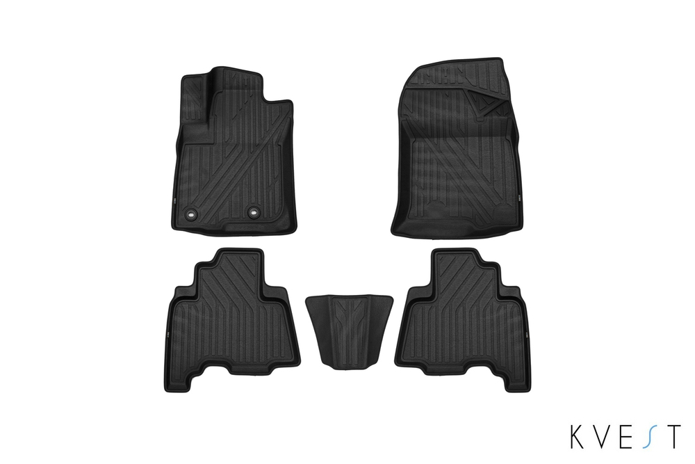 Коврики Premium, KVEST 3D в салон для TOYOTA LC-150 Prado, 2013- , 5 шт. (полиуретан, чёрные ковры с чёрным кантом) Kvest.KVESTTYT00002K