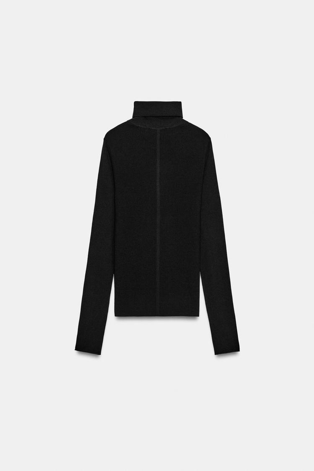 ZARA ВЯЗАНЫЙ СВИТЕР С ВЫСОКИМ ВОРОТНИКОМ ИЗ ШЕРСТИ, ЧЕРНЫЙ