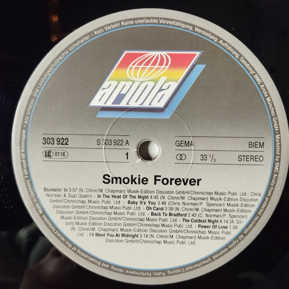 Винтажная виниловая пластинка LP Smokie Смоки Forever (Germany 1990) Stumblin In