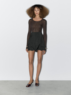 Massimo Dutti Полупрозрачный боди из 100% шерсти - STUDIO, шоколадный