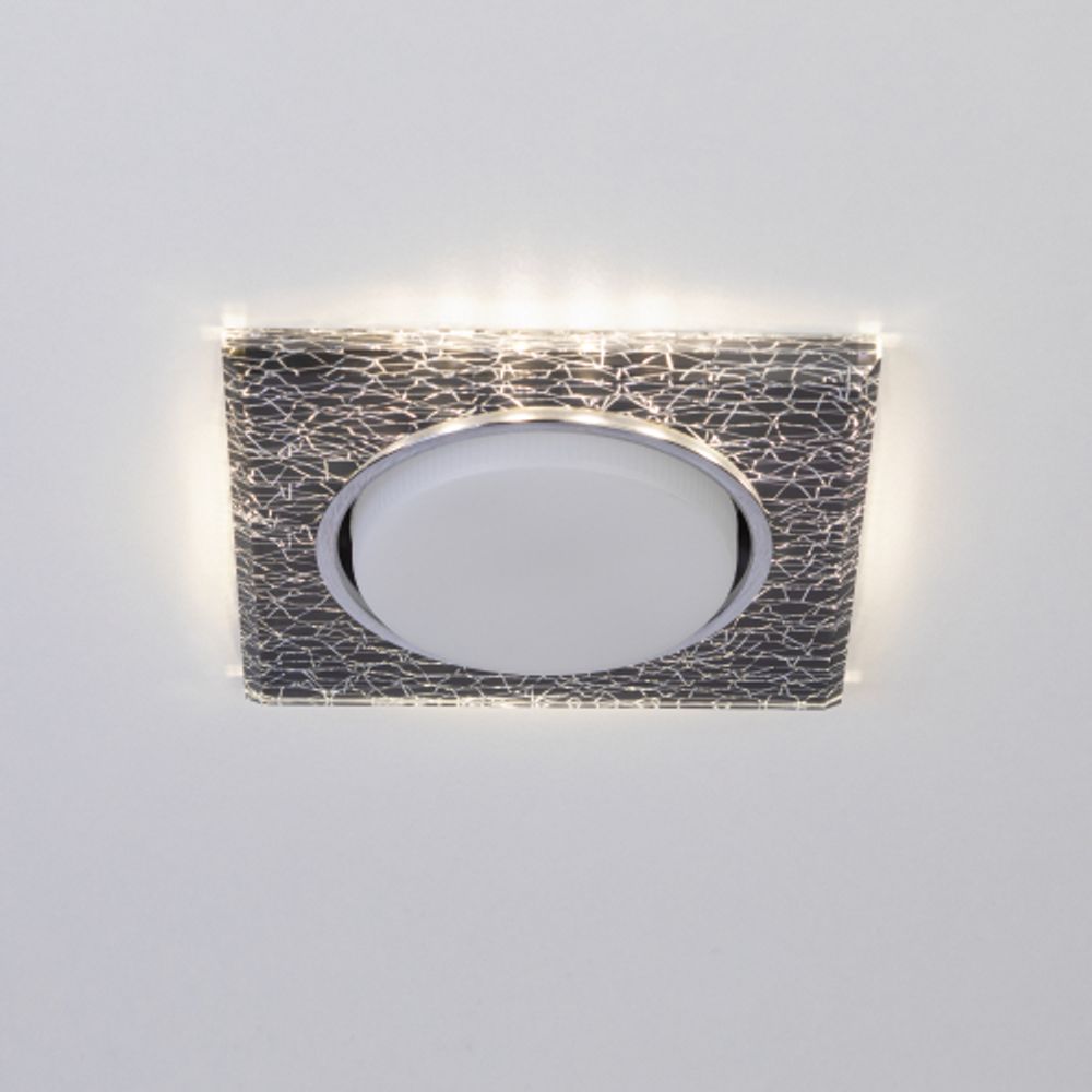 Светильник встраиваемый cо светодиодной подсветкой ЭРА DK LD50 WH/BK под лампу GX53 белый/черный | Встраиваемые LED светильники