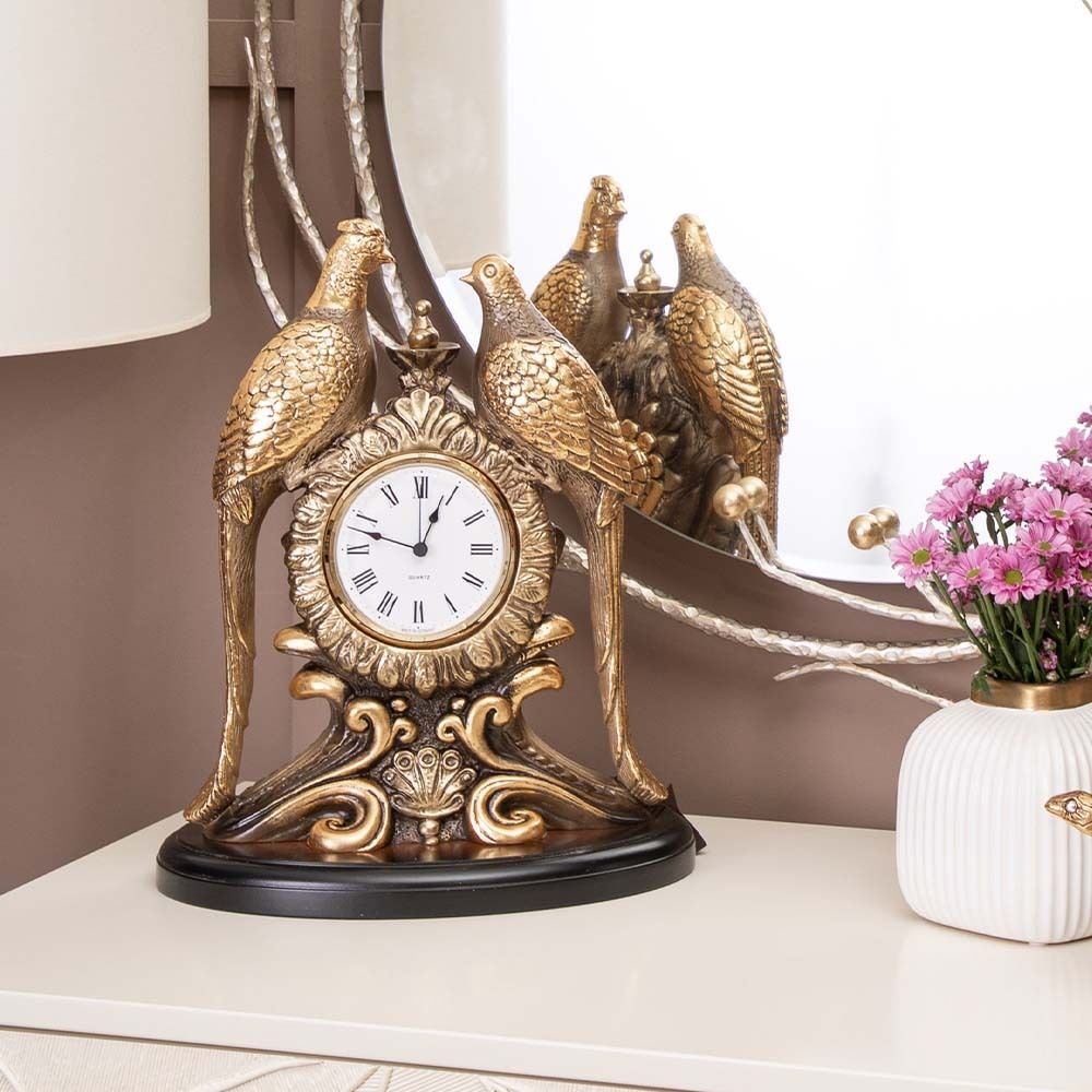 Часы настольные Павлины Бронза