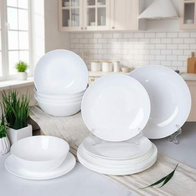 Столовый набор 18 предметов "Дэй" белый 18FLYGP85756 (WHITE)