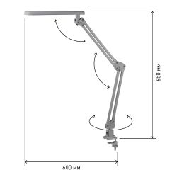 Настольный светильник ЭРА NLED-441-7W-S светодиодный на струбцине серебро | Светодиодные настольные лампы