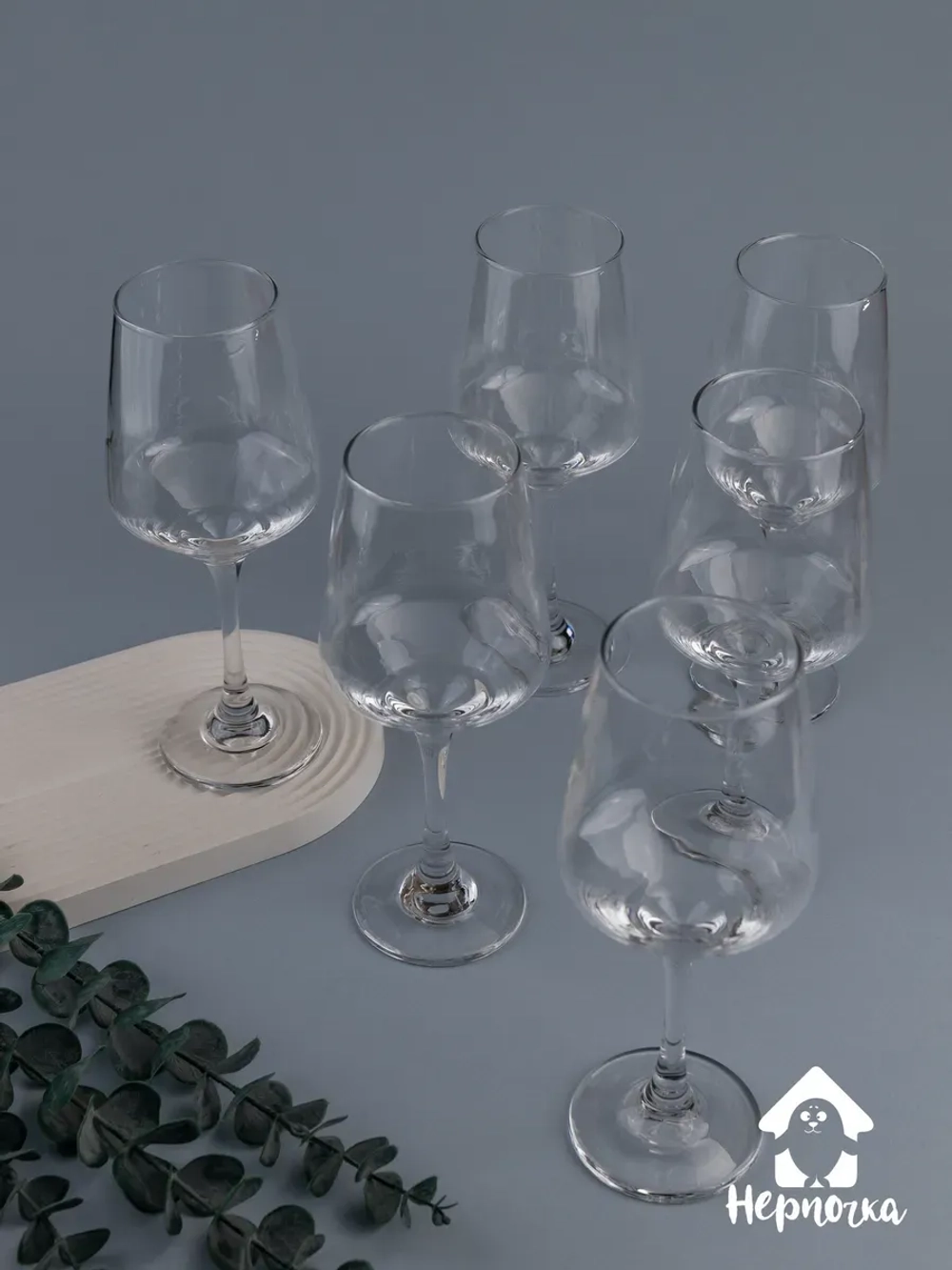 Набор бокалов для вина, 365 мл, 6 шт. с золотой каймой