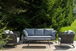 "Багамы" лаунж-зона 5-местная плетеная из роупа (веревки), каркас алюминиевый темно-серый, роуп серый