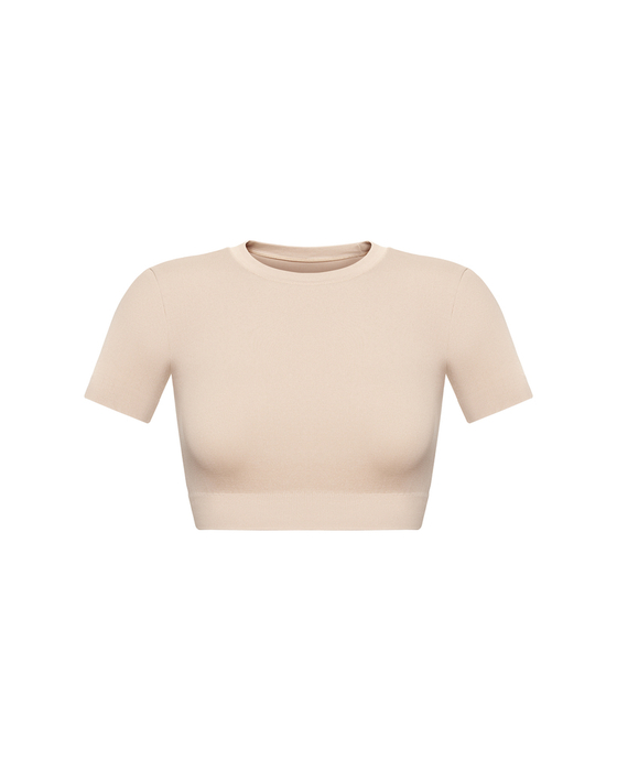 Бесшовный кроп топ с коротким рукавом