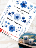 Трансфер переводной - декаль для свечей и гипса цветочки 016