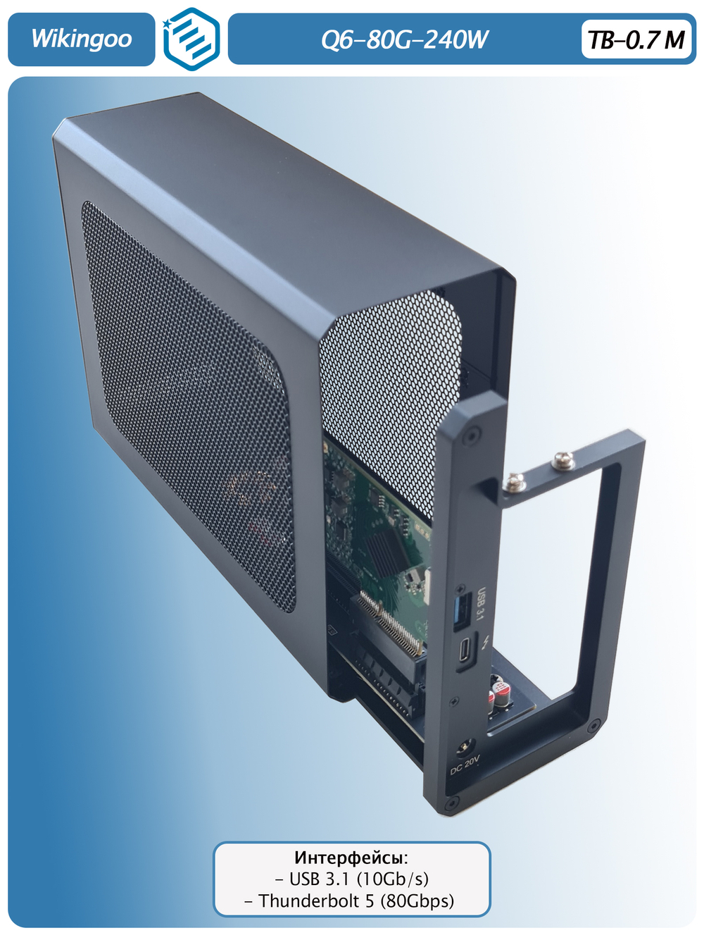 Внешний корпус для видеокарты Wikingoo WKG-Q6-240W EGPU. Thunderbolt 5.
