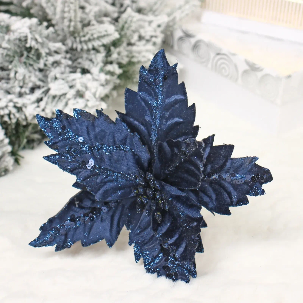 Украшение новогоднее «Пуансеттия - Узоры» 24 см, Сапфир