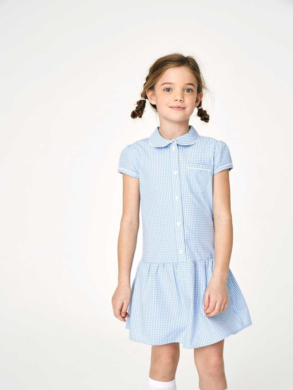 Платье школьное для девочки Next 771-905, Белый, Голубой
