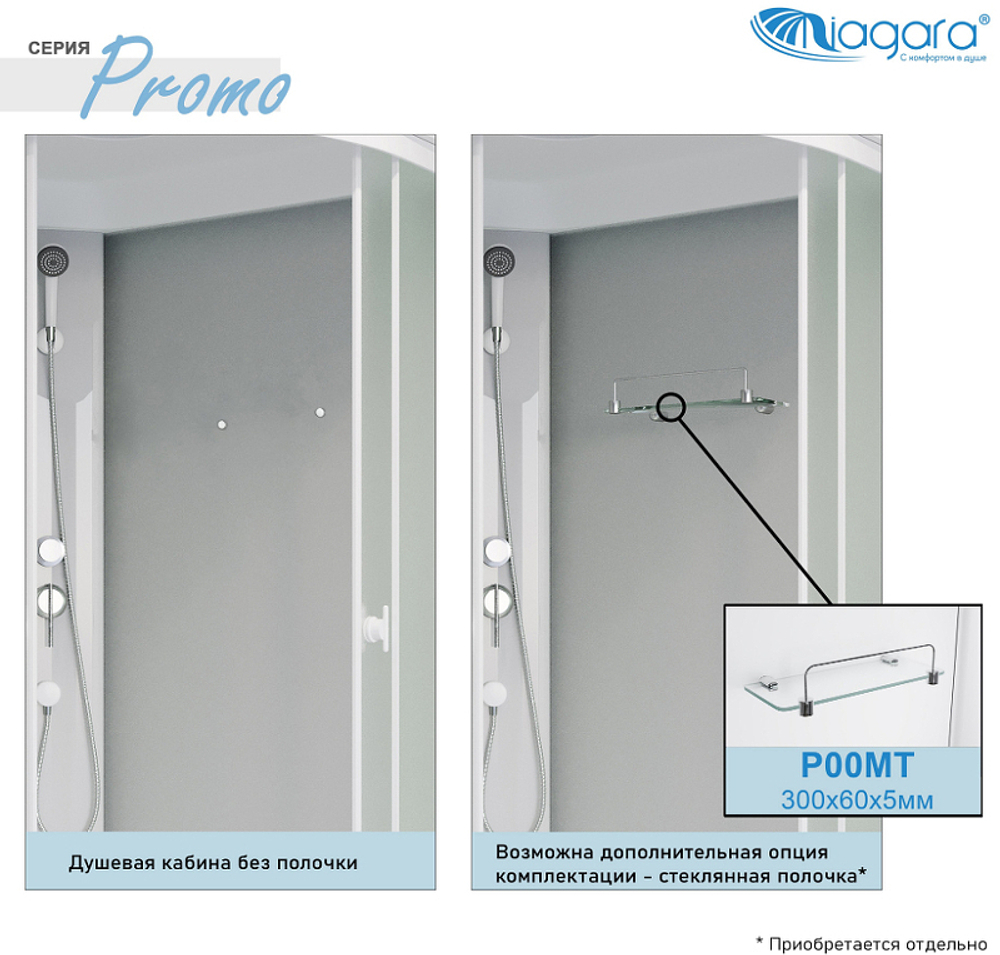 Душевая кабина Niagara Promo 100x70 L P100/70/40L/MT без гидромассажа