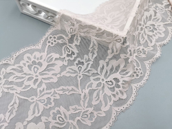 Эластичное кружево, Италия, 22см, с ресничками, серебристый пион, (Арт: EKI-013), м