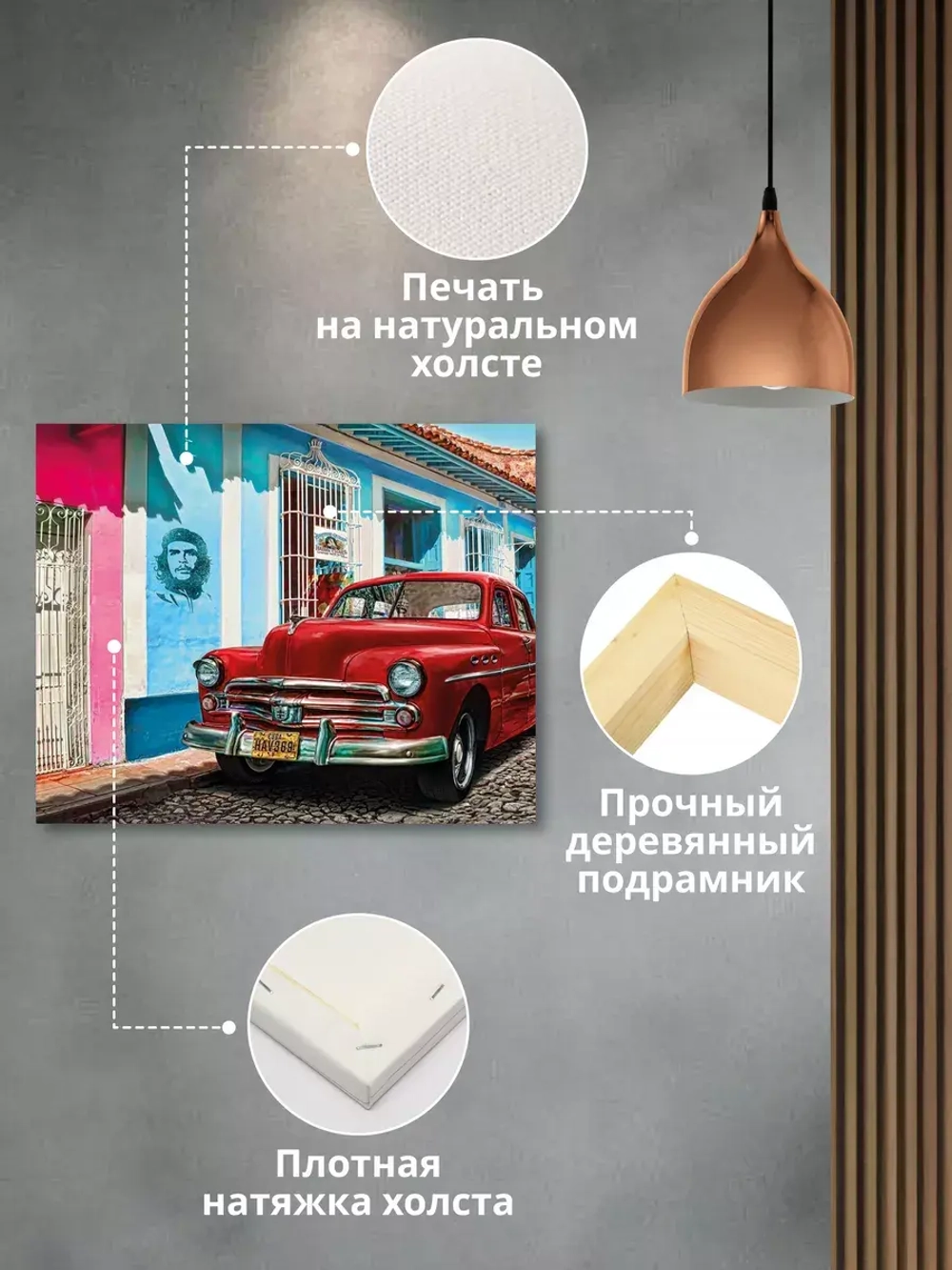 Кубинская интерьерная картина на холсте, фотопечать 40*50