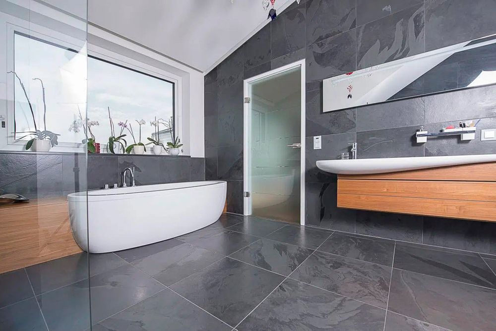 Плитка-сланец черный, натуральный скол Pharaon 600x600x10