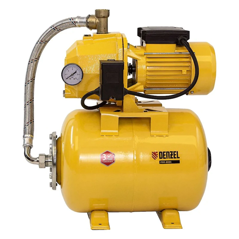 DENZEL PSD800C насосная станция 800 вт, 2400 л/ч, ресивер 24 л, всасывание 20 м, эжекторная 97212