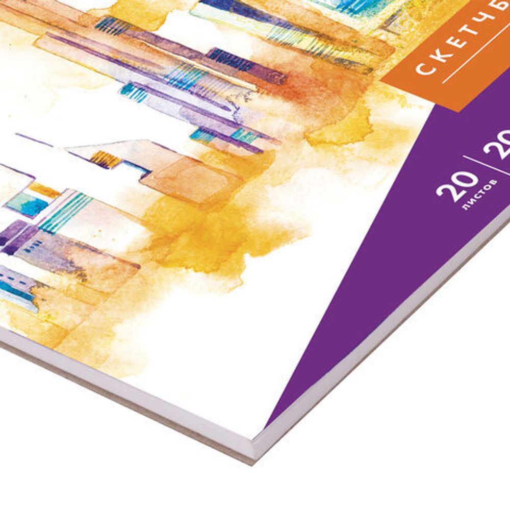 Скетчбук, акварельная белая бумага 200г/м ГОЗНАК, 280х280мм, 20л,гребень подложка BRAUBERG ART DEBUT, 110992