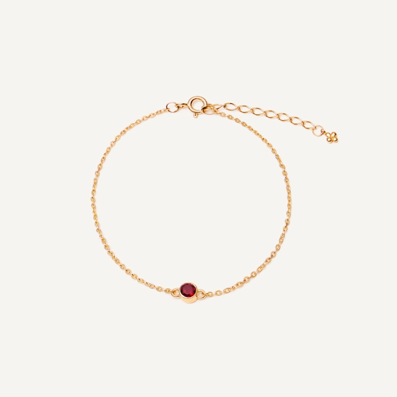 Браслет Камень Дня Рождения – Золото, Гранат