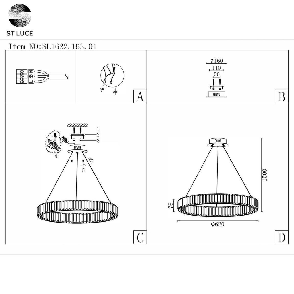 Подвесная люстра ST Luce SL1622.163.01