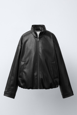 ZARA КУРТКА ИЗ ИСКУССТВЕННОЙ КОЖИ, ЧЕРНЫЙ