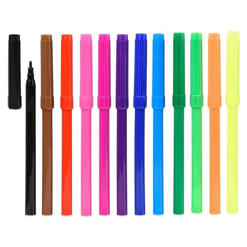 Фломастеры Basir, серия "Животные", разноцветные, набор 12 шт