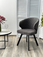 Стул М-City DISAUR Скат (Skat) поворотный на поворотный на 360 градусов, B28 темно-серый, Велюр, Черный каркас