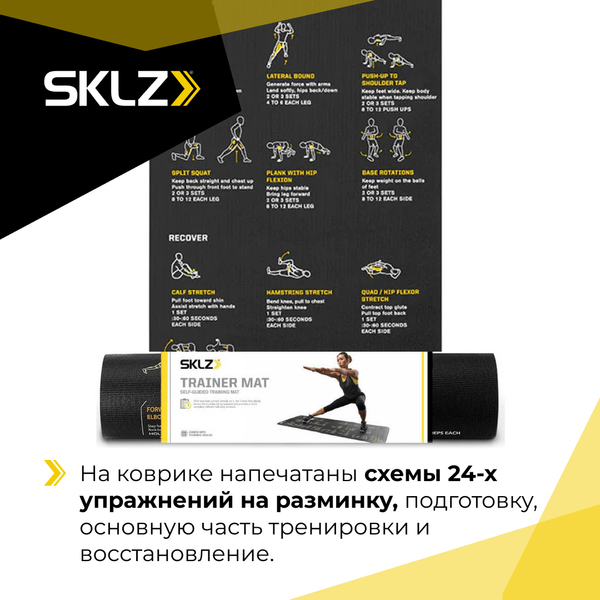 Коврик для фитнеса и йоги с комплексом упражнений SKLZ Trainer Mat Sport Perfomance