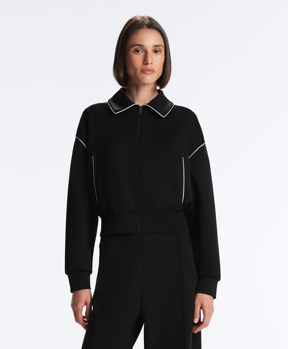 Oysho Куртка с эффектом неопрена без капюшона, черный