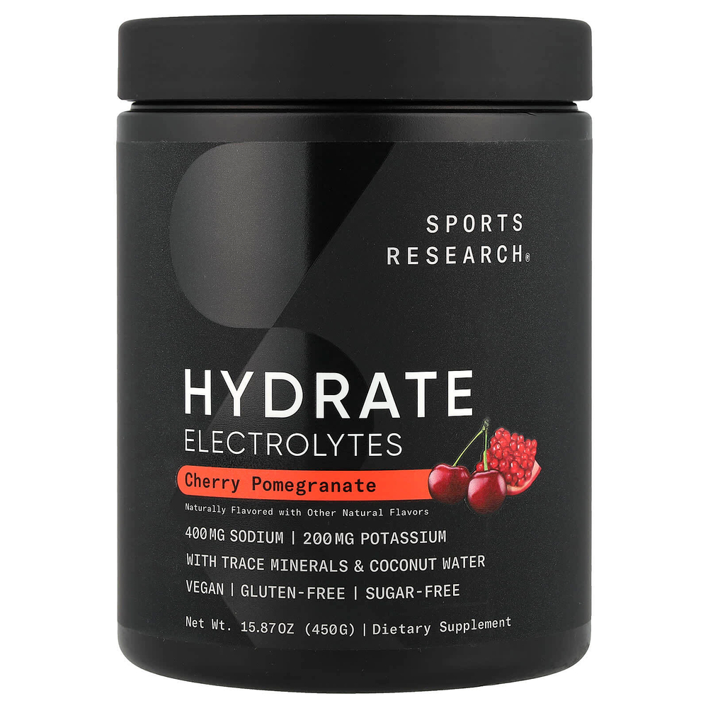 Sports Research, Hydrate, электролиты, вишня и гранат, 450 г (15,87 унции)