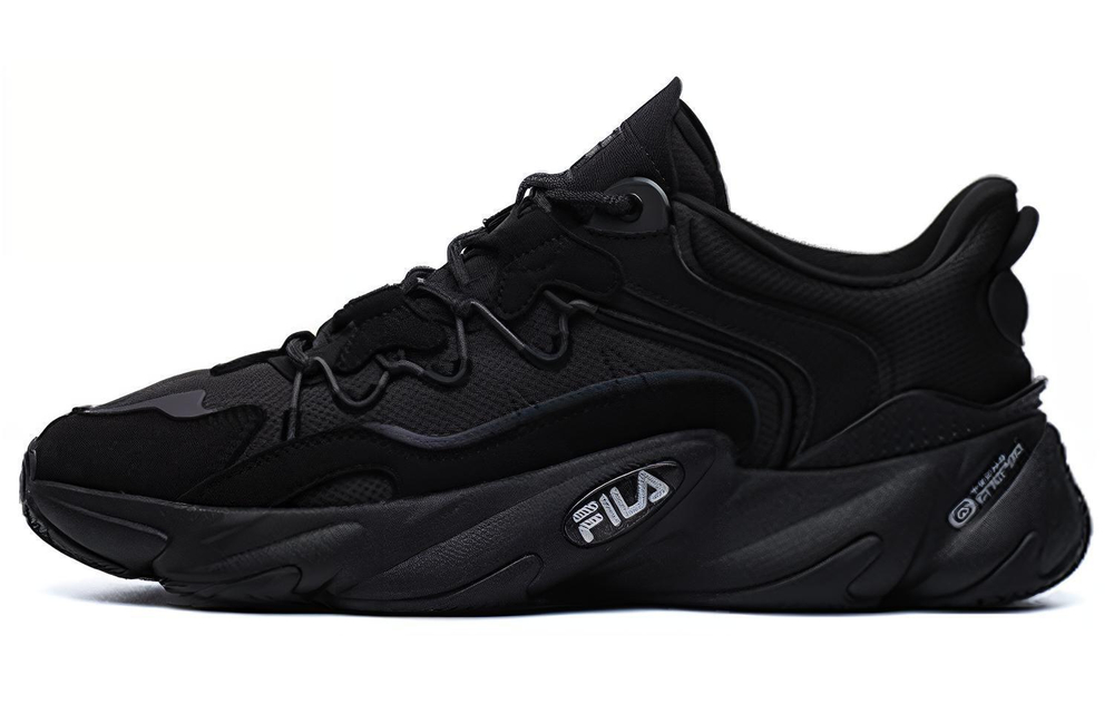 FILA Heritage retro stitching shock absorption, non-slip, wear-resistant, breathable, lightweight, low-cut running shoes men's black and purple