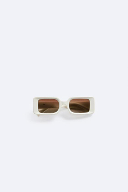 ZARA СОЛНЦЕЗАЩИТНЫЕ ОЧКИ В ПРЯМОУГОЛЬНОЙ ОПРАВЕ, БЕЛЫЙ